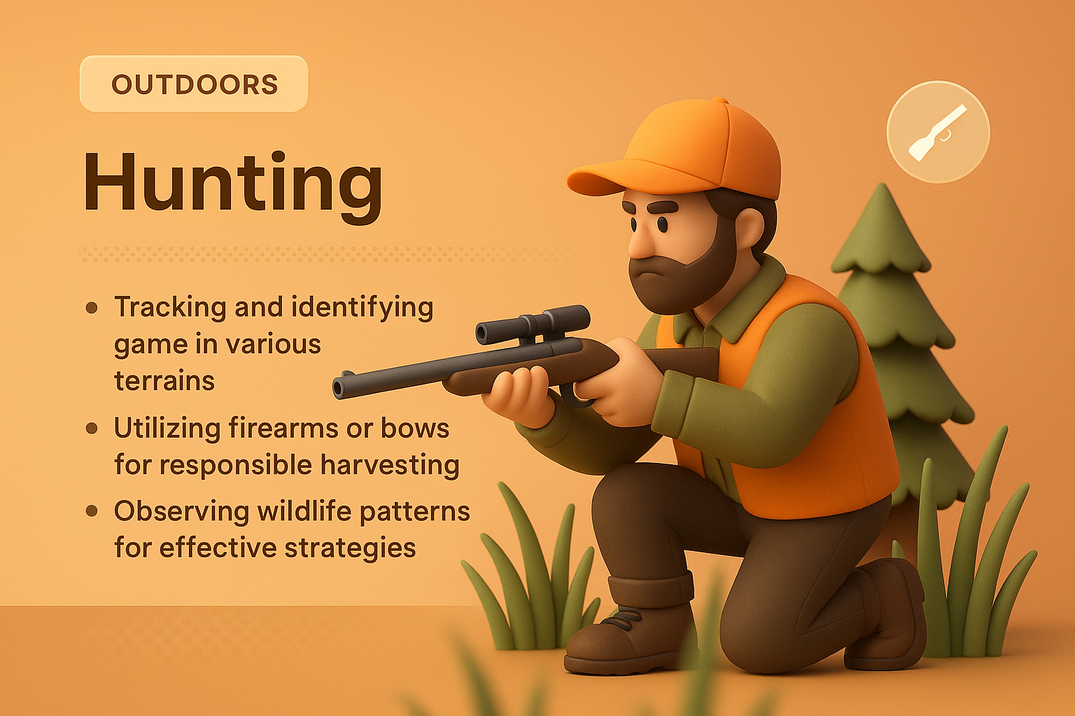 3D Illustration of Hunting Concepts with Features