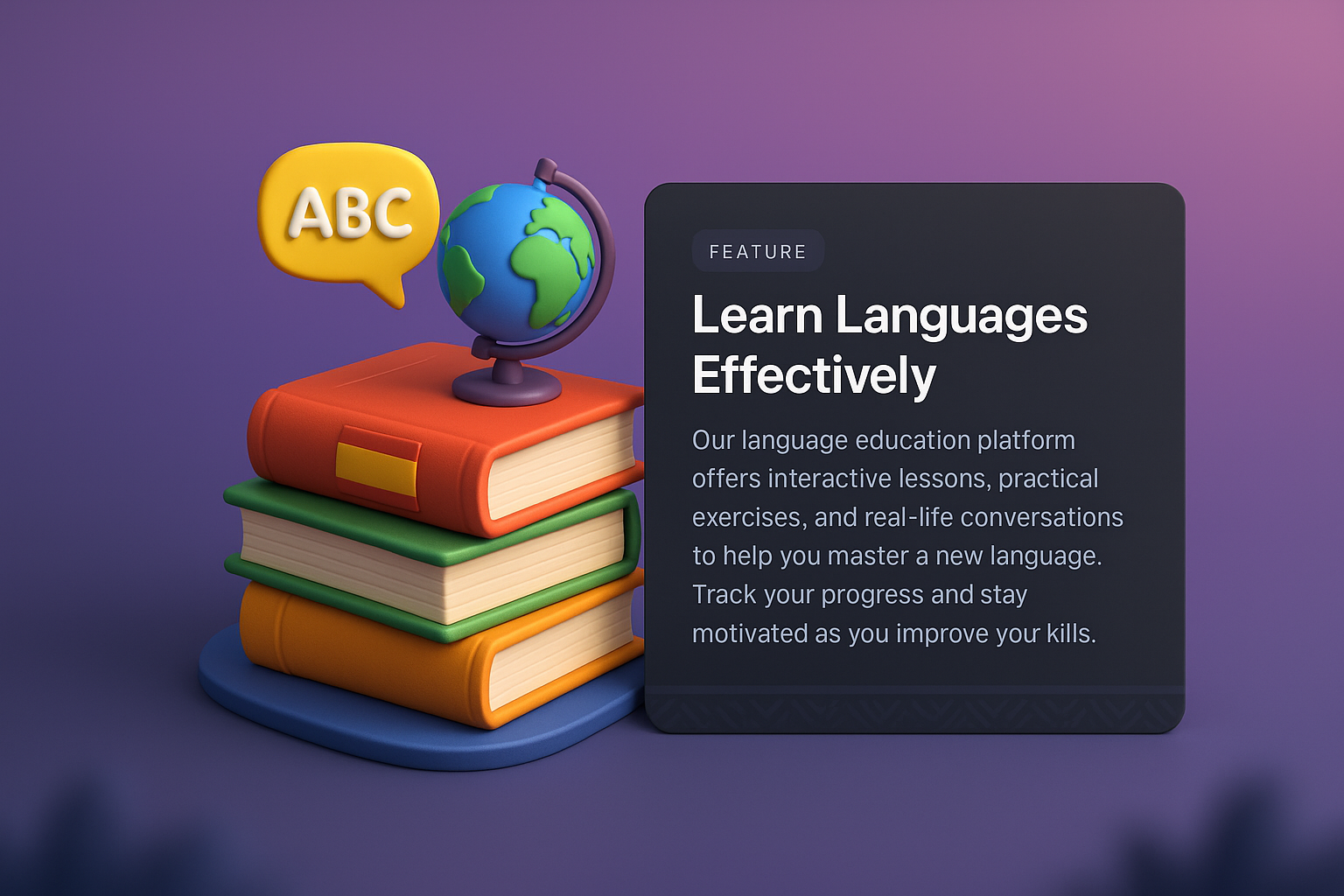 3D Web Design Illustration for Language Education