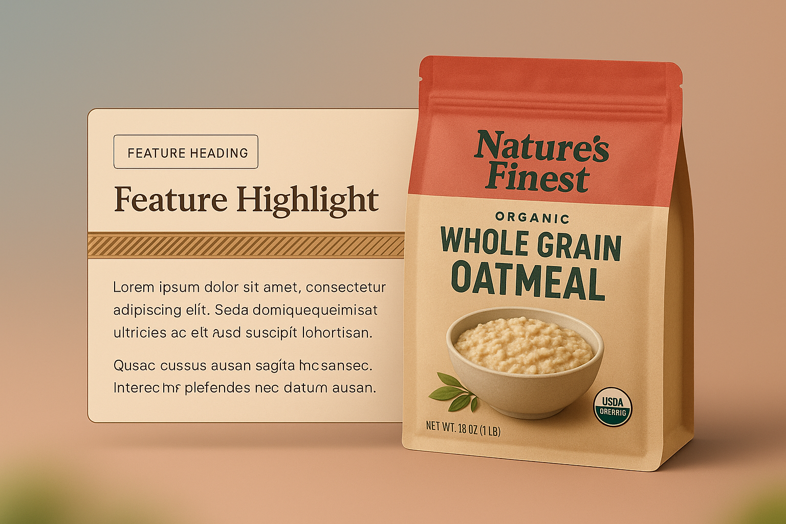 3D Food Packaging Illustration with Features Highlight