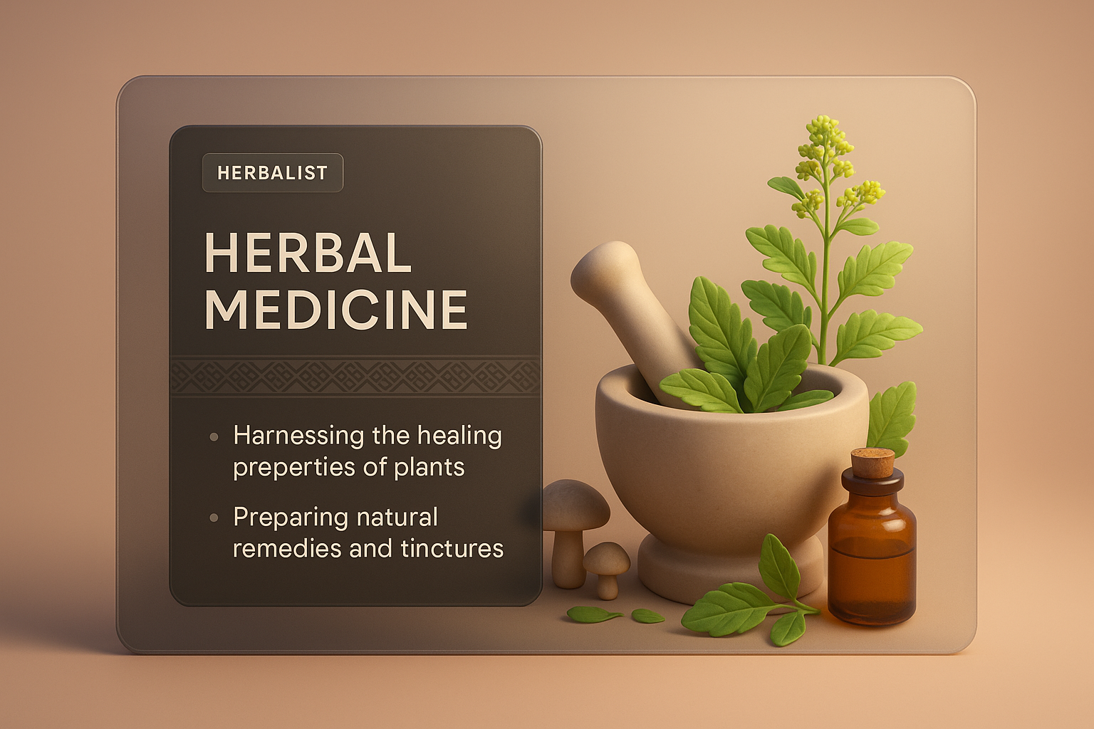 3D Herbalist Illustration Featuring Natural Medicine Elements