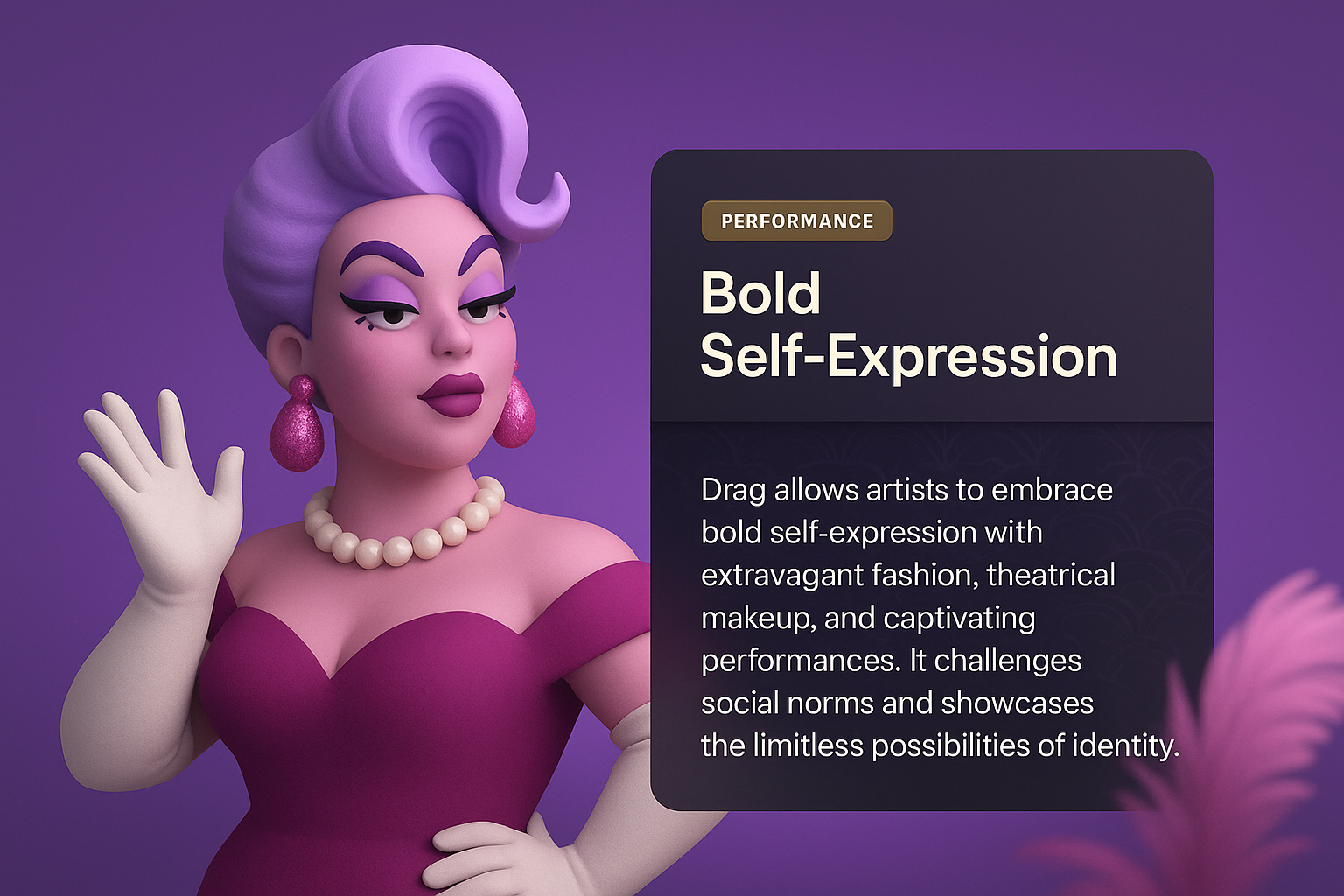 3D Illustration of a Drag Performance Themed Website