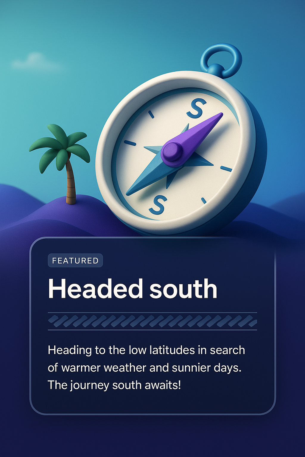 Dynamic 3D Illustration of a Compass Heading South