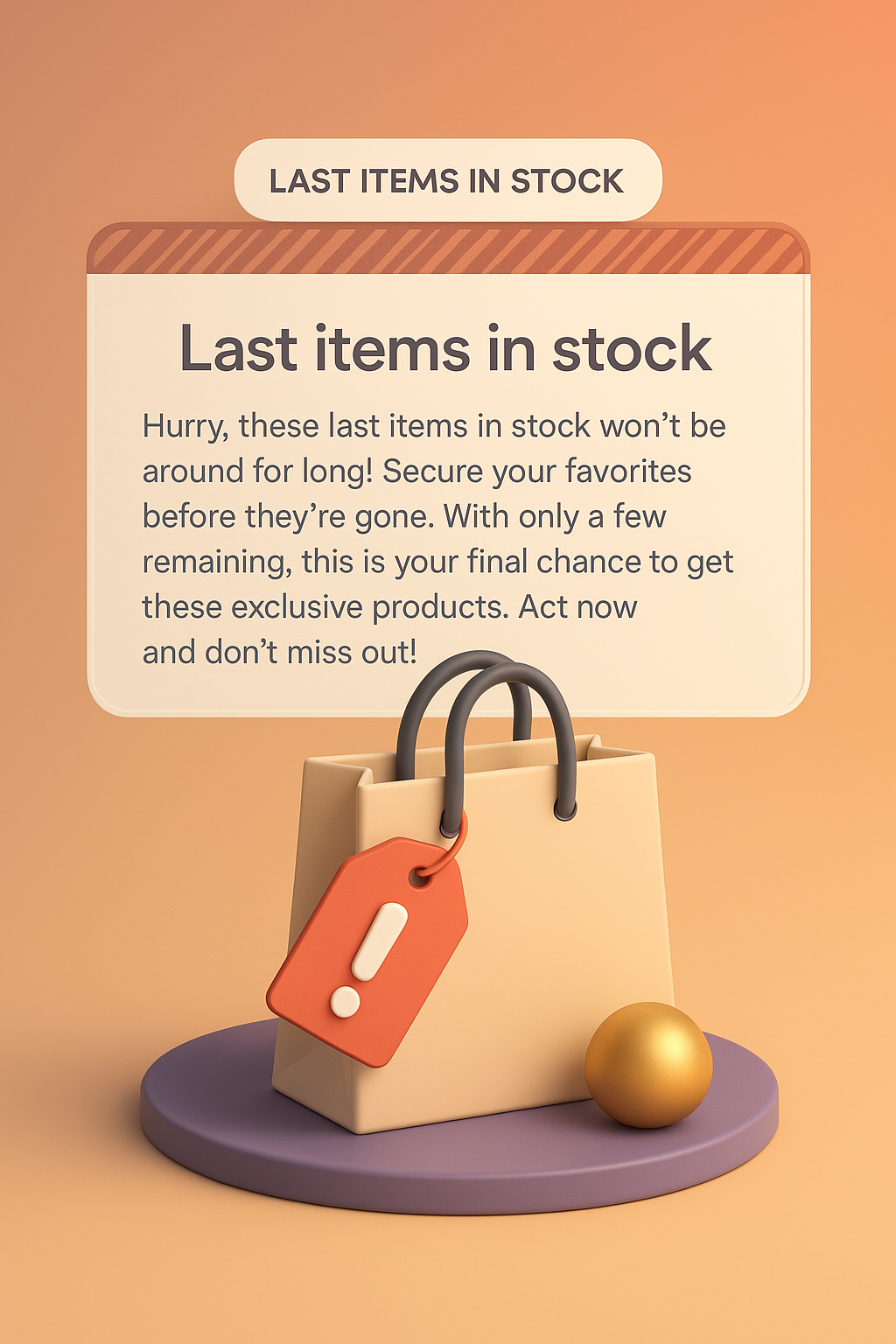 3D Illustration of Last Items in Stock Promotion