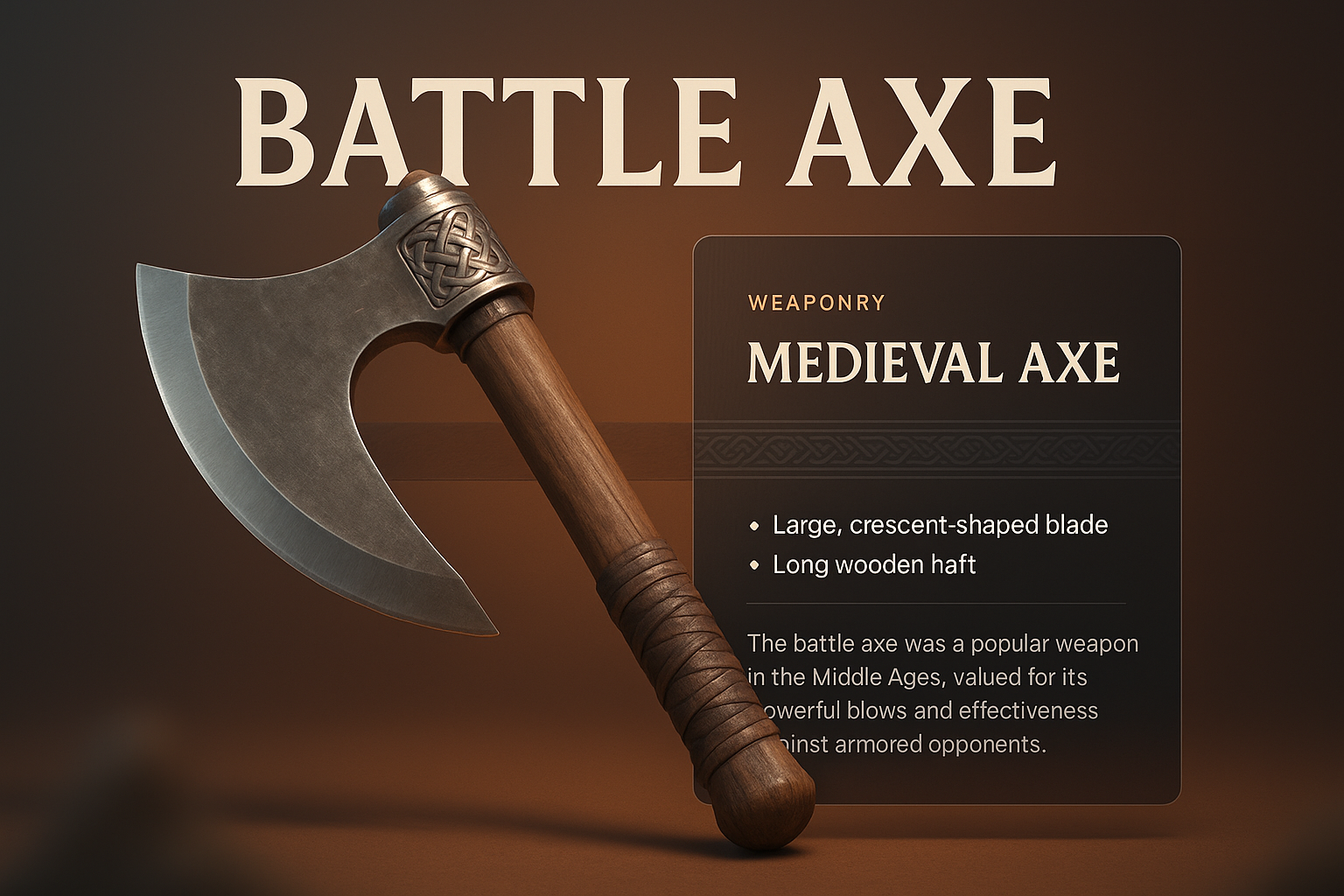 3D Design of a Battle Axe with Detailed Description