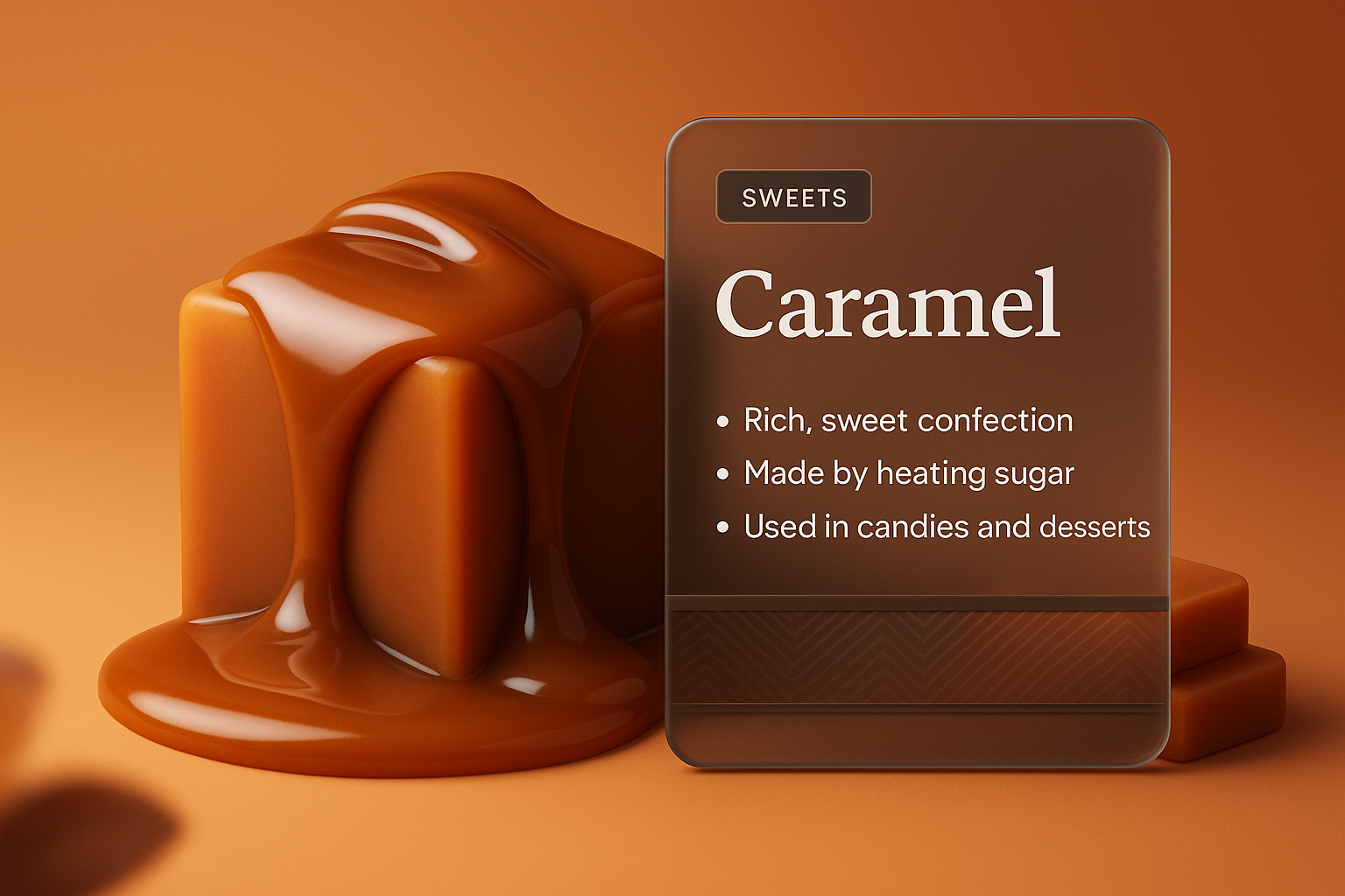 3D Caramel Illustration with Design Elements