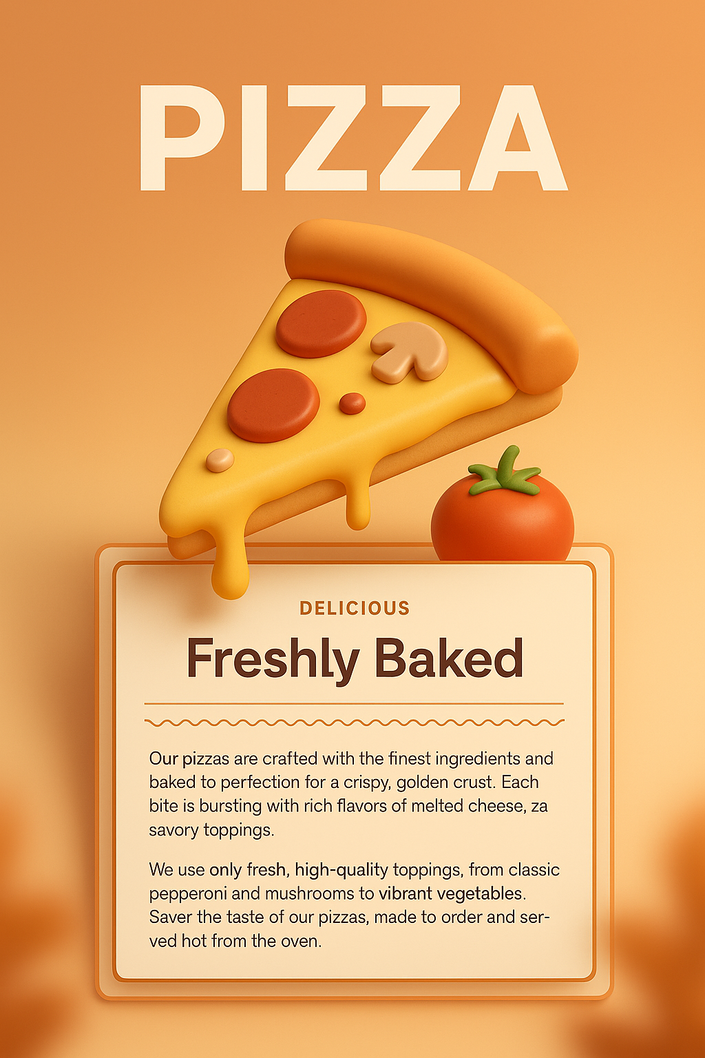 3D Pizza Design with Fresh Ingredients and Toppings