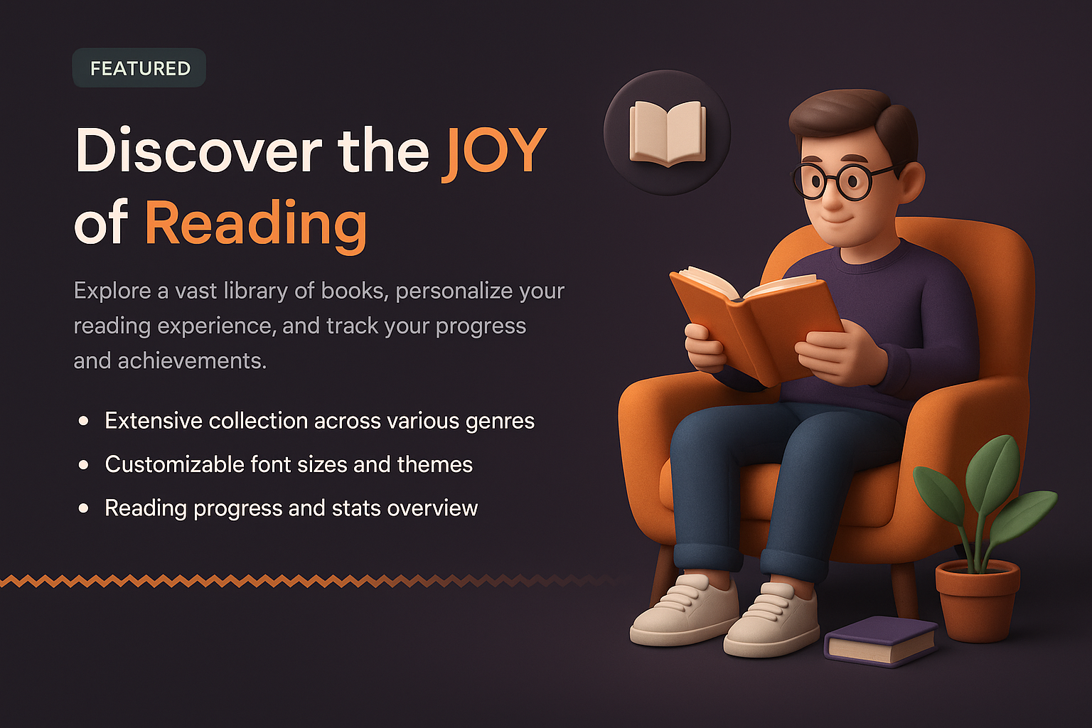 3D Illustration Landing Page for Reading Features