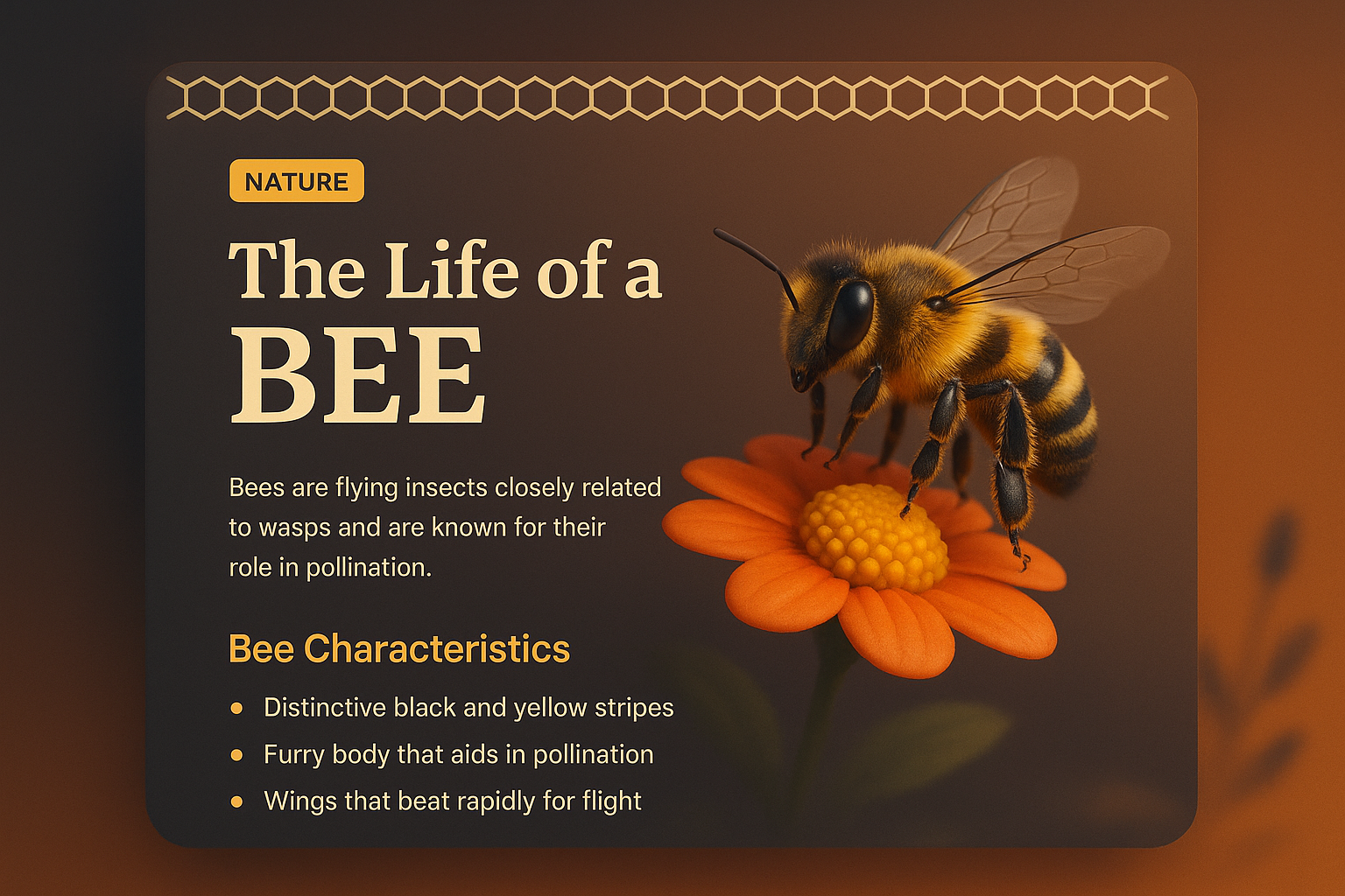 Stylish 3D Bee Illustration with Informative Features