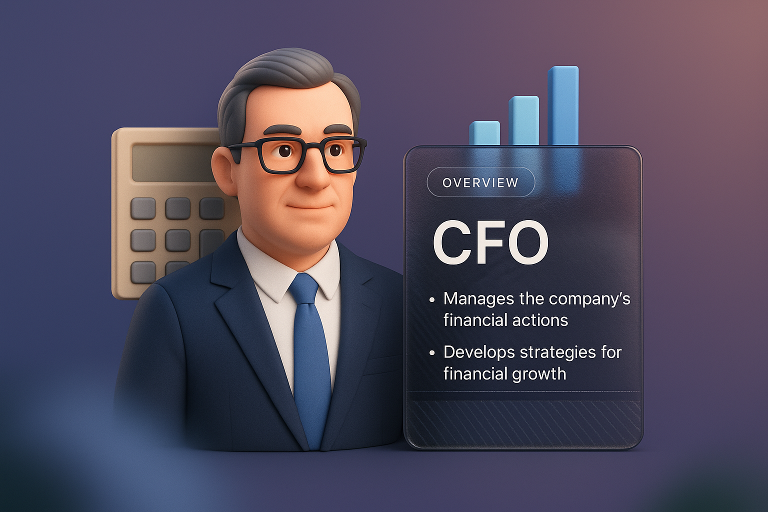 3D Web Page Design Featuring CFO Character and Financial Graphics