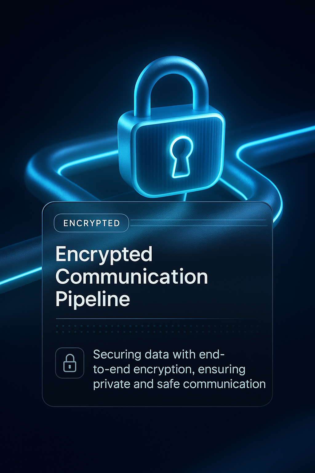 Illuminated Encrypted Communication Pipeline in Dark Background