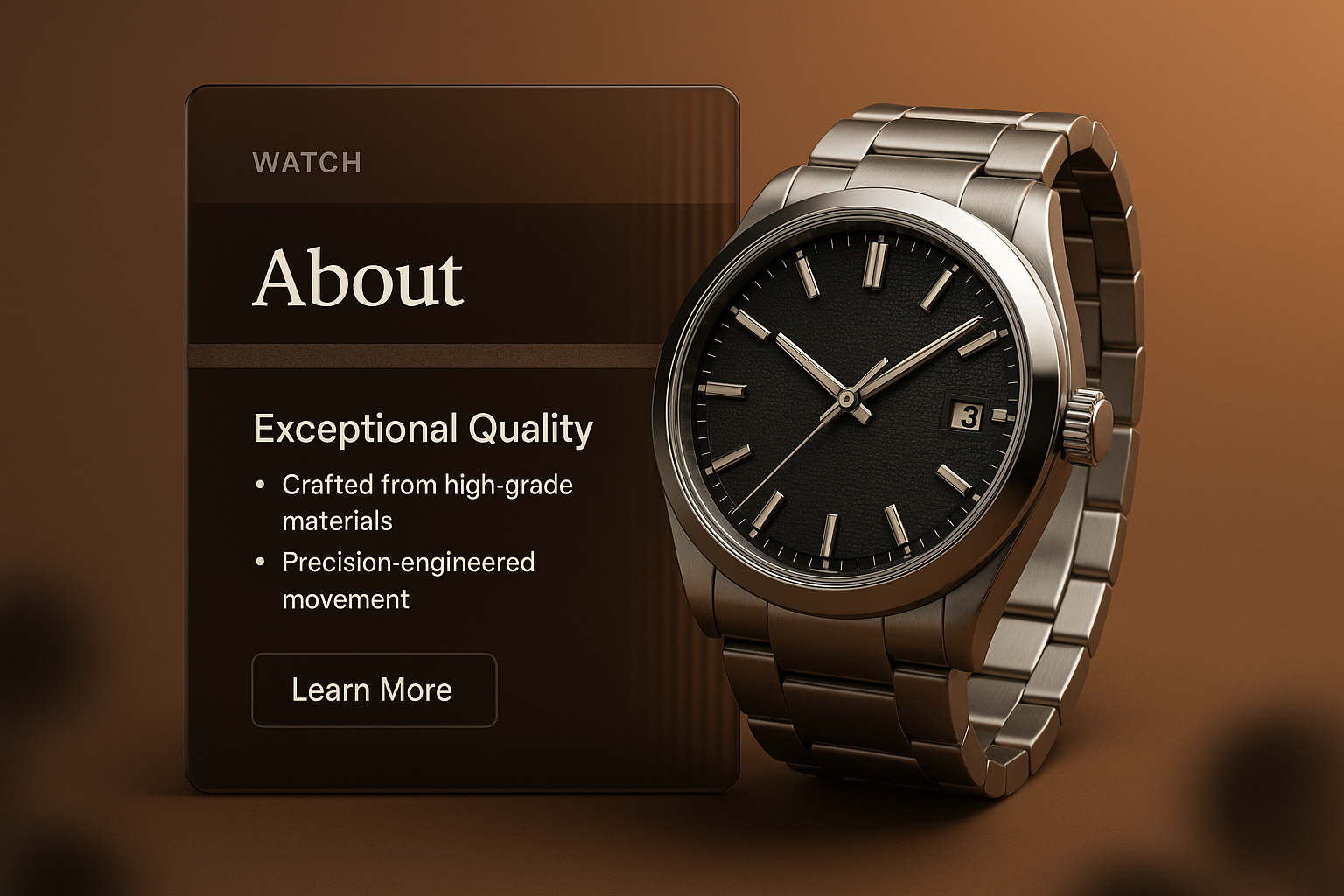3D Watch Design with Layered Composition and Modern Aesthetics