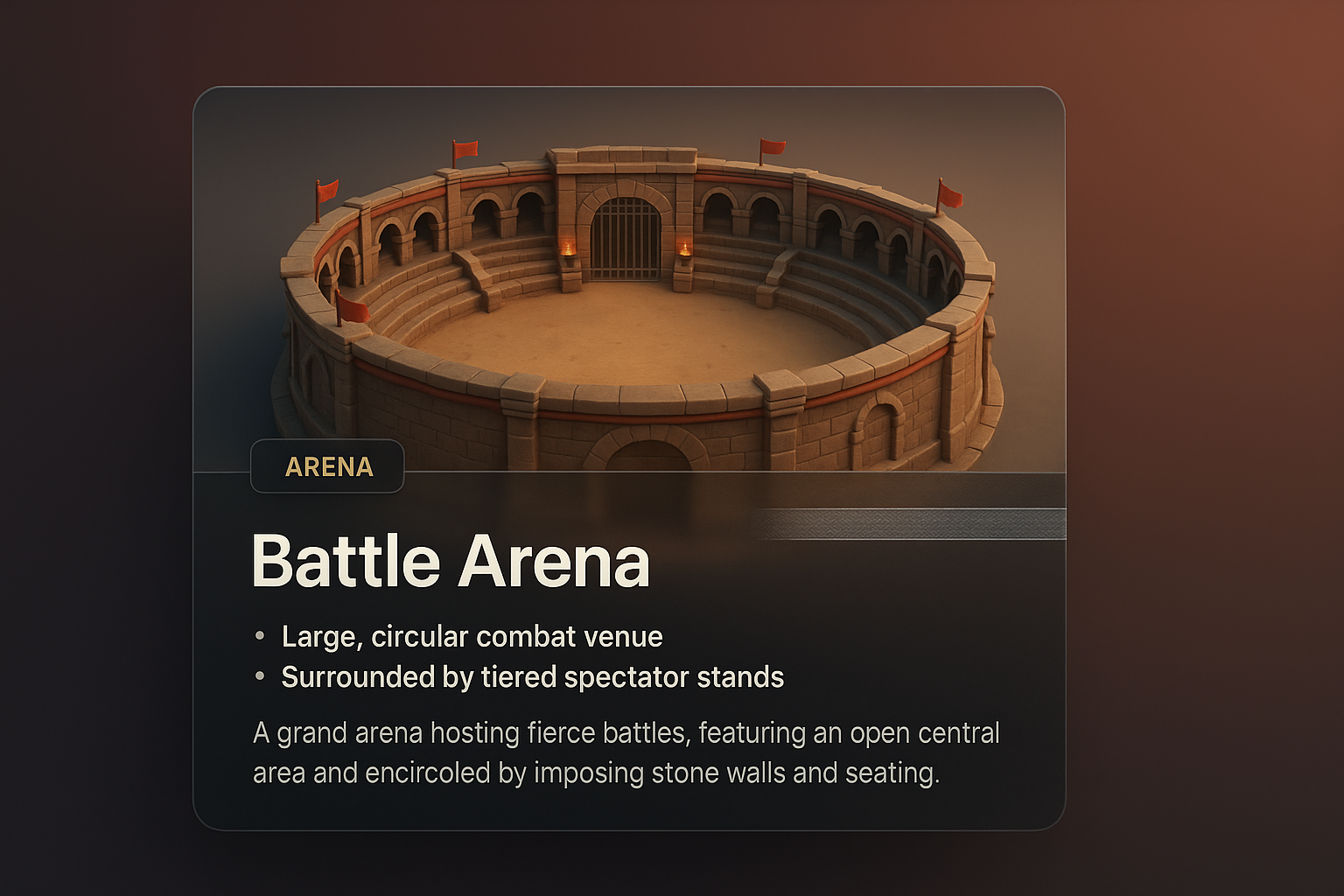 Stunning 3D Illustration of a Battle Arena with Detailed Design Elements