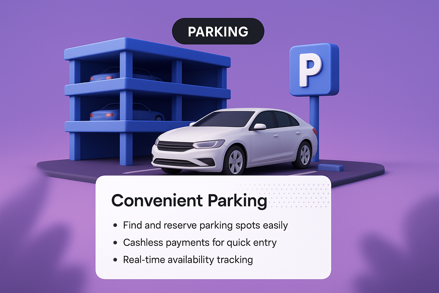 3D Illustration of Parking Features with Modern Design