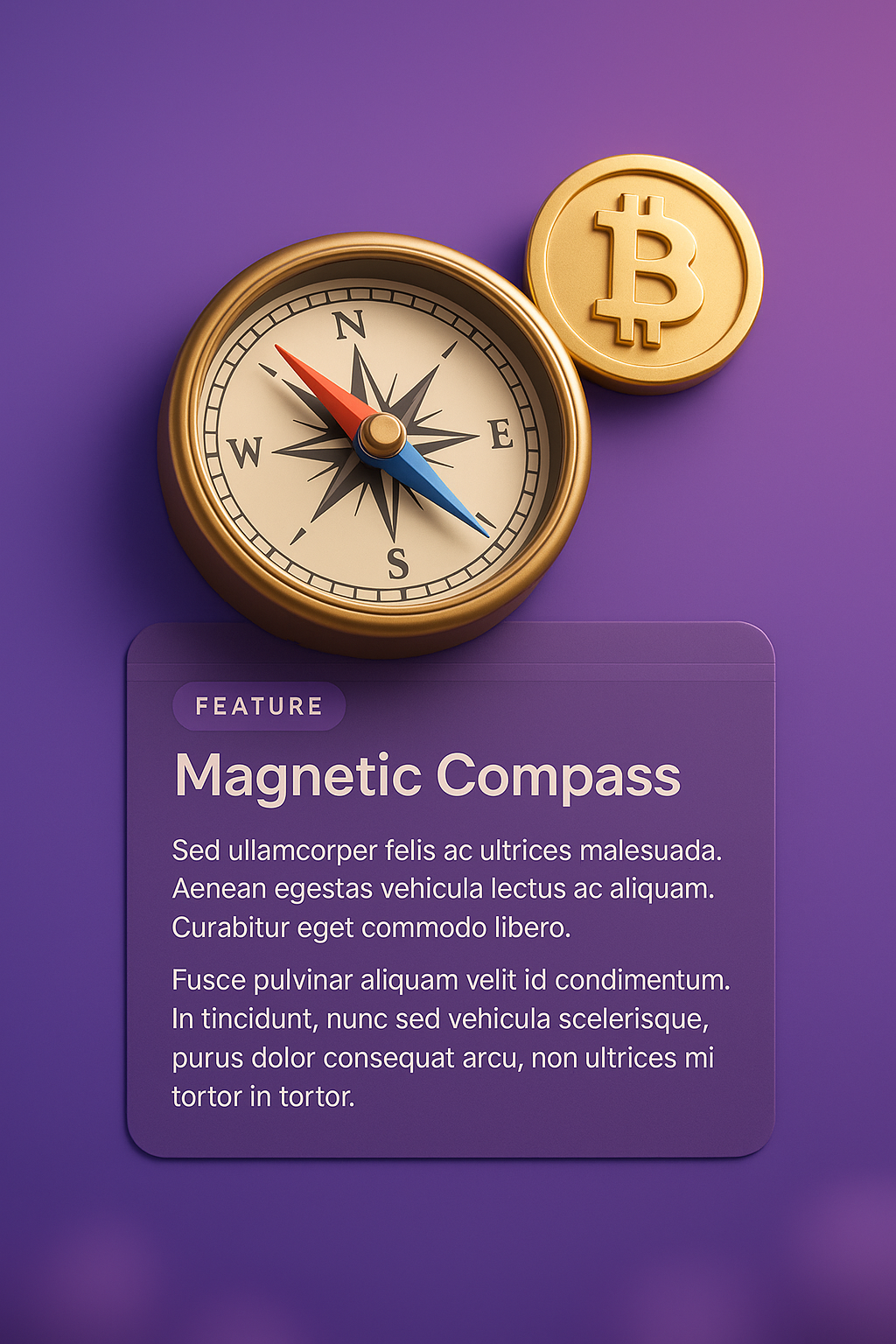 Magnetic Compass Pointing to Bitcoin Illustration