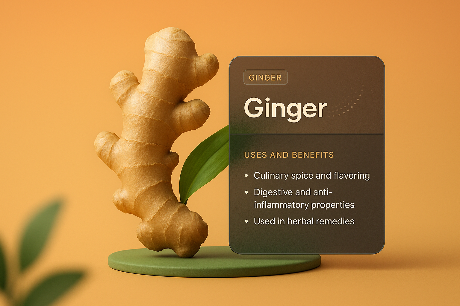 Elegant 3D Ginger Illustration with Informative Overlay