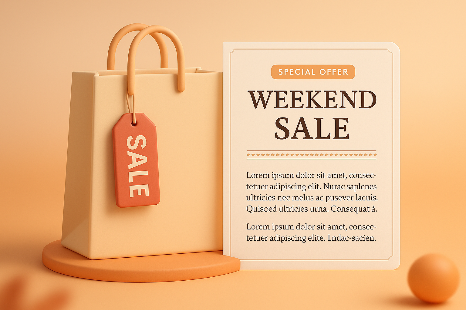 Stylish Weekend Sale Promotion with 3D Elements