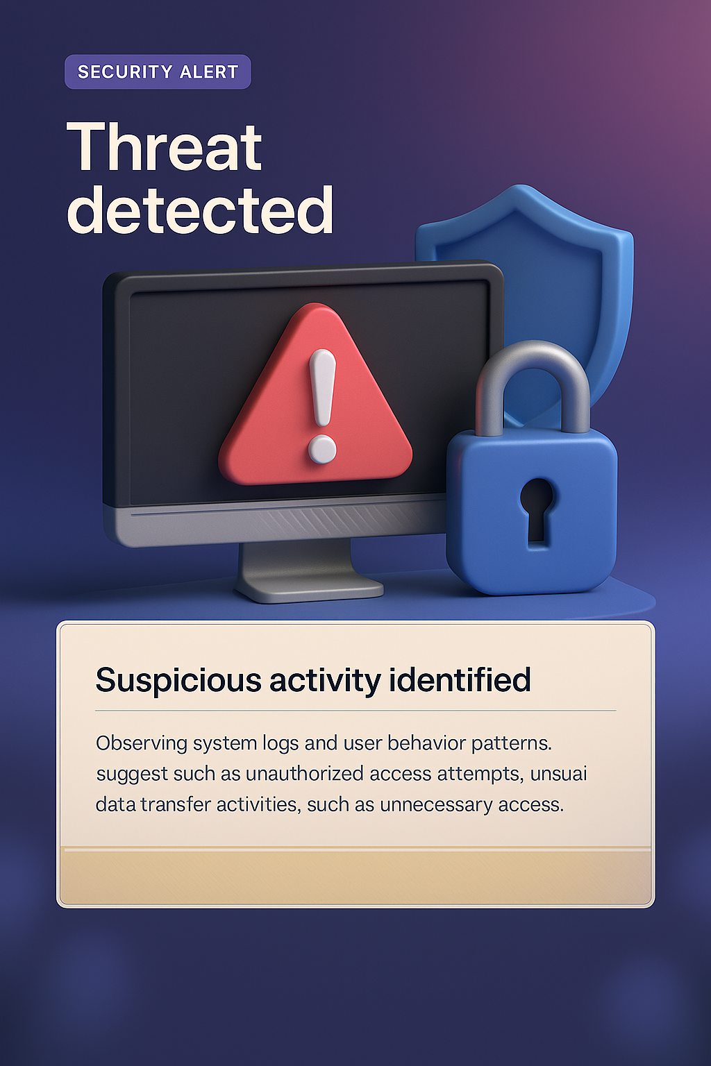 3D Illustration of Security Alert on Web Page