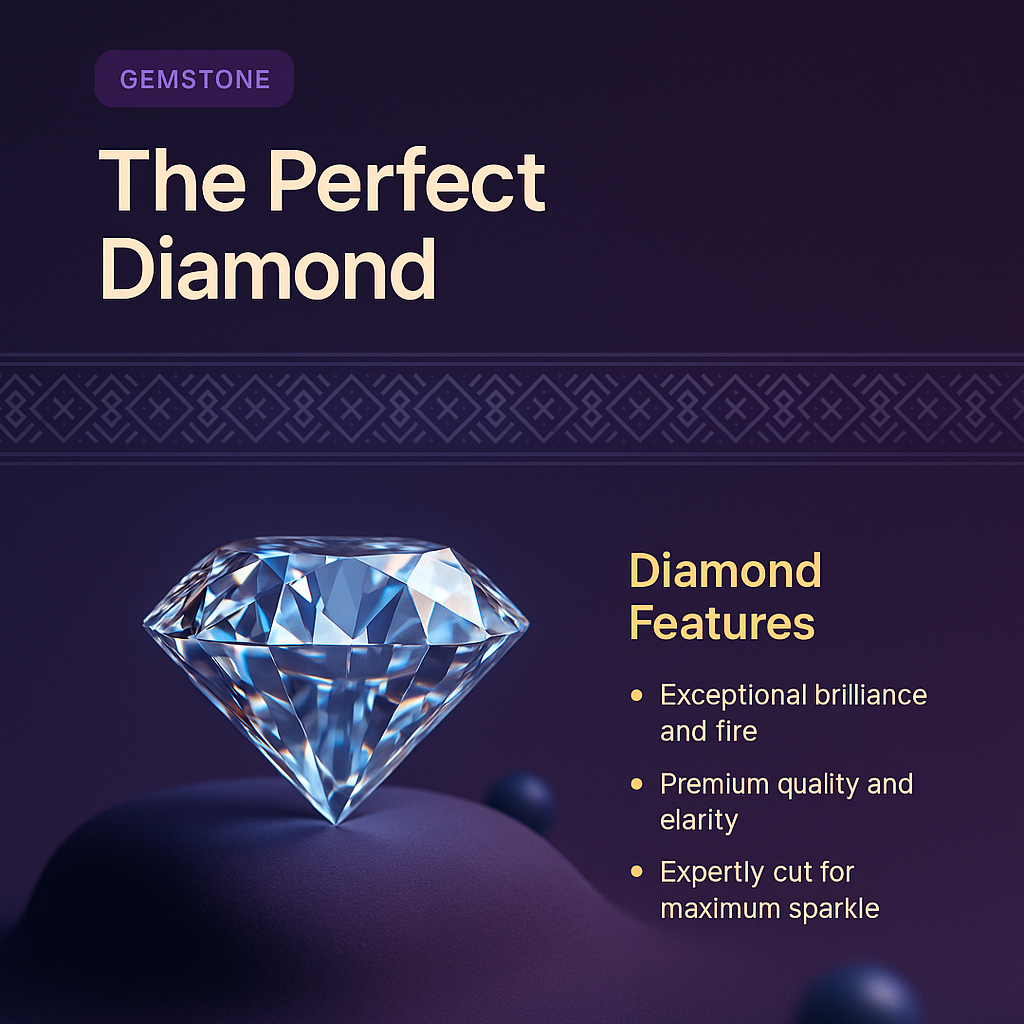 Stunning 3D Illustration of a Perfect Diamond Landing Page