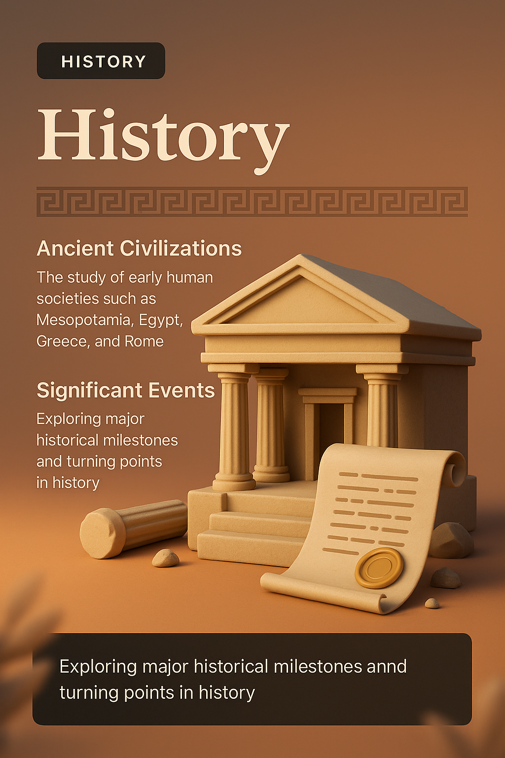 3D Historical Composition Featuring Ancient Civilizations