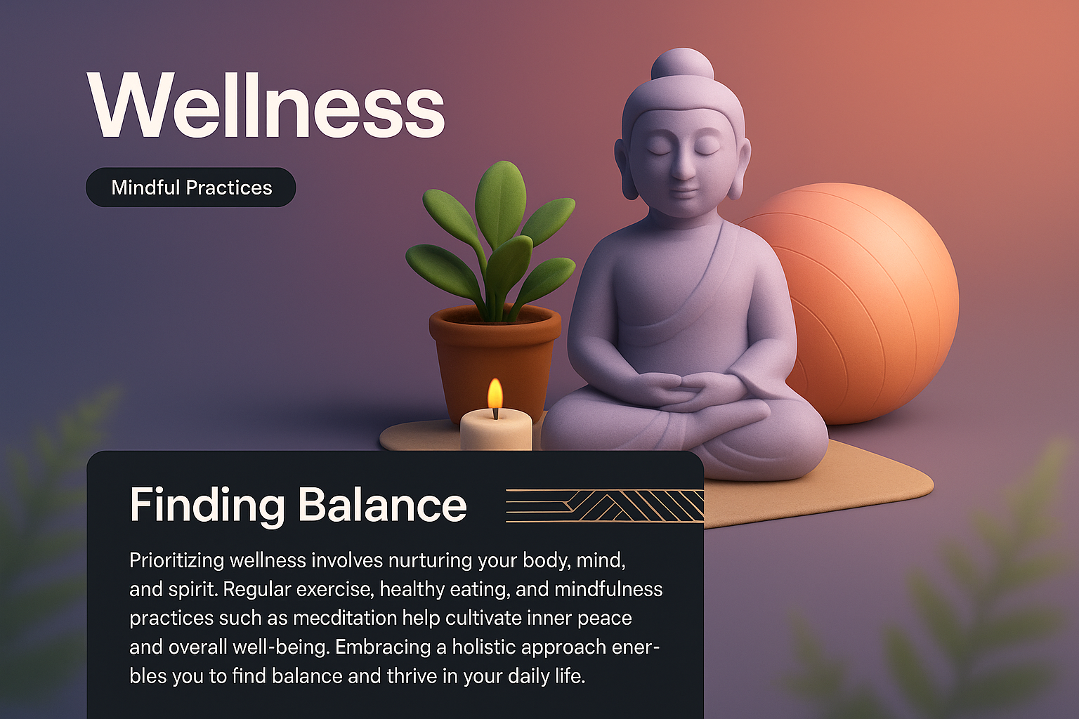 3D Illustration for Wellness Web Page Design
