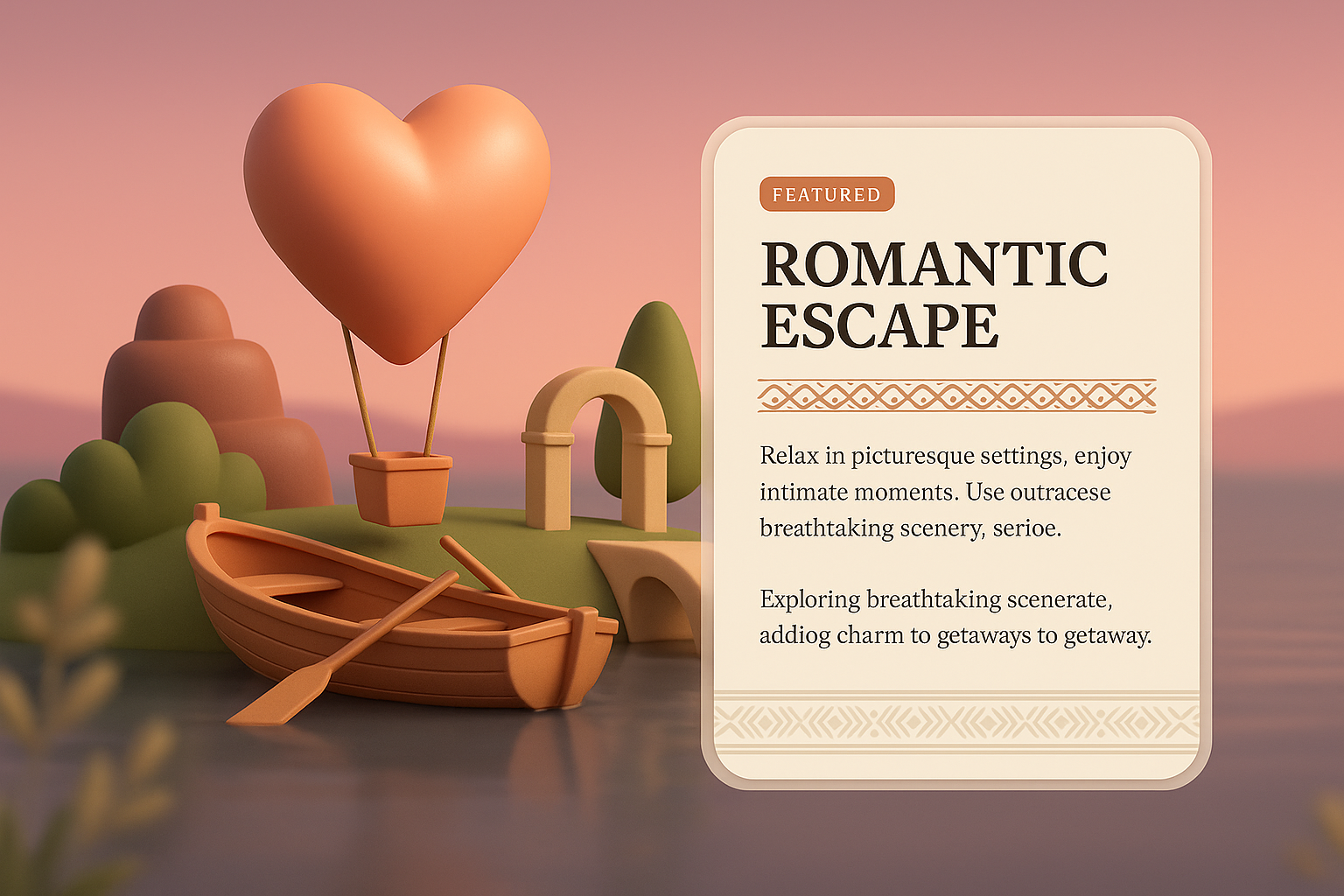 3D Romantic Escape Design with Warm Colors