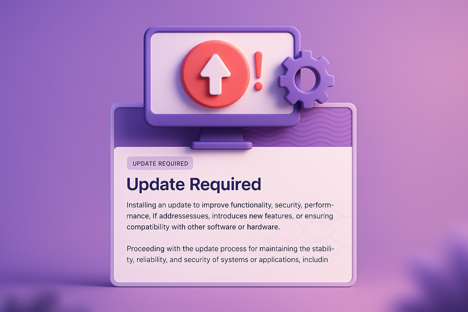3D Web Design Element for Update Notification
