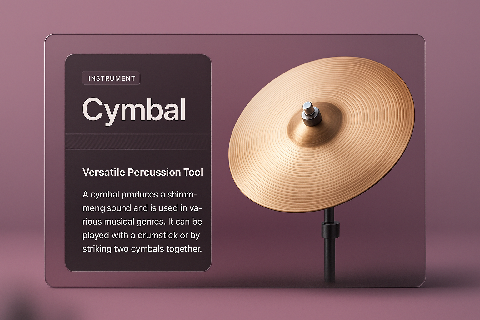 3D Cymbal Design with Modern Text Overlay