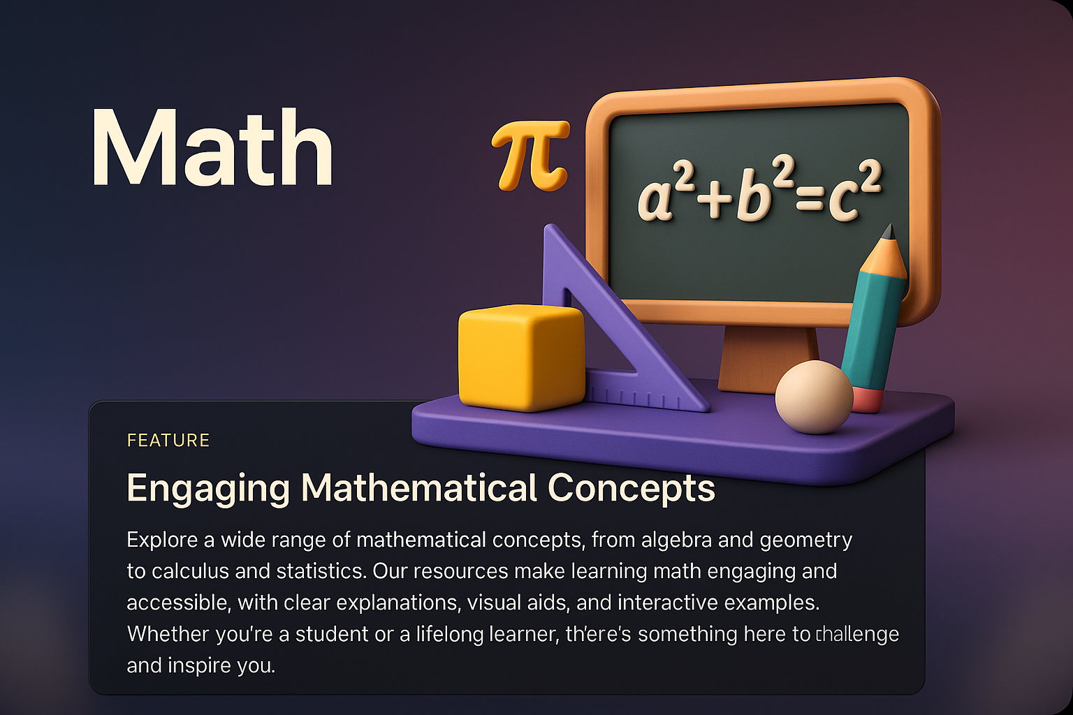 Engaging Math Concepts with 3D Illustration and Features