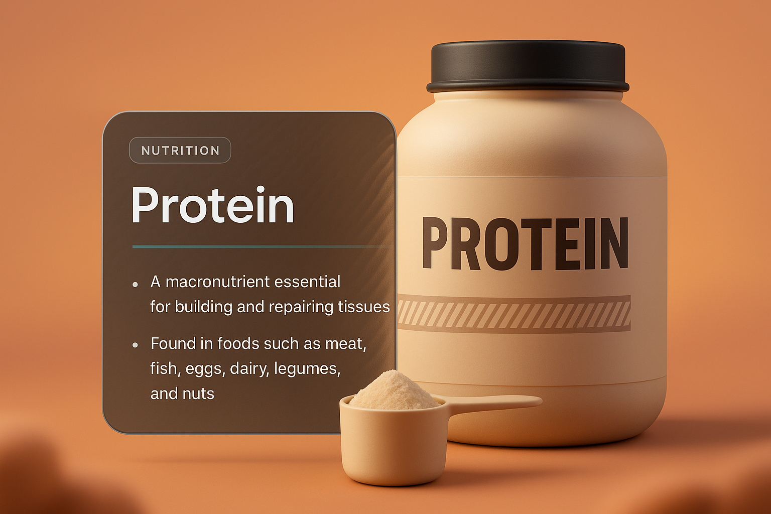 3D Illustration of Protein Nutrition Container with Informative Label