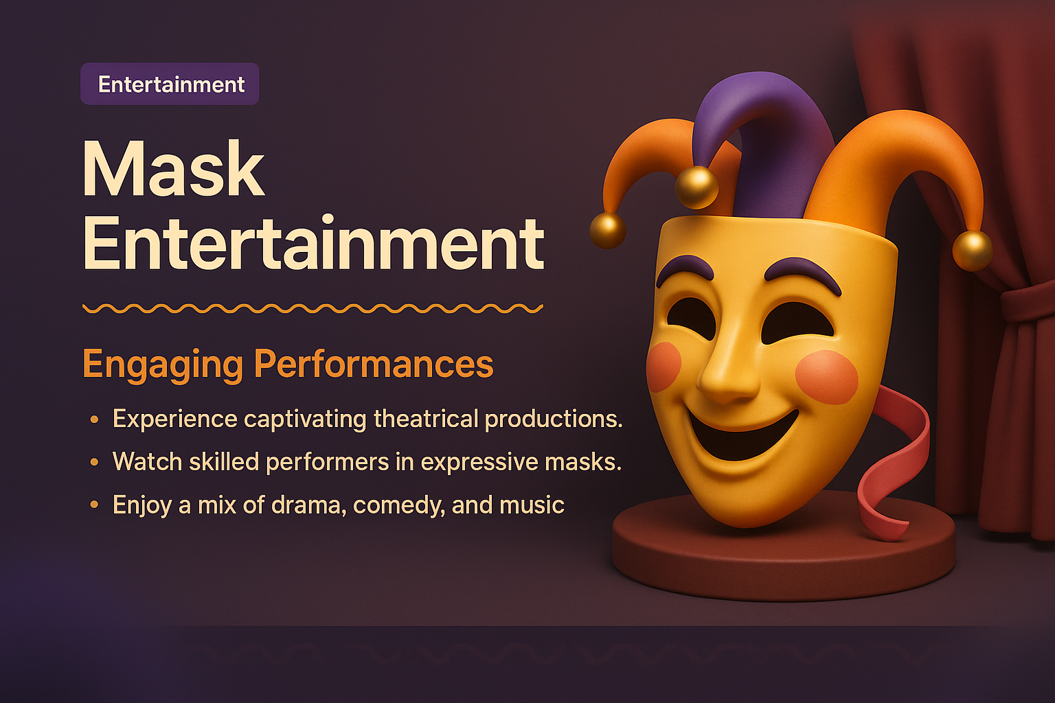 Colorful 3D Mask Entertainment Illustration with Engaging Features