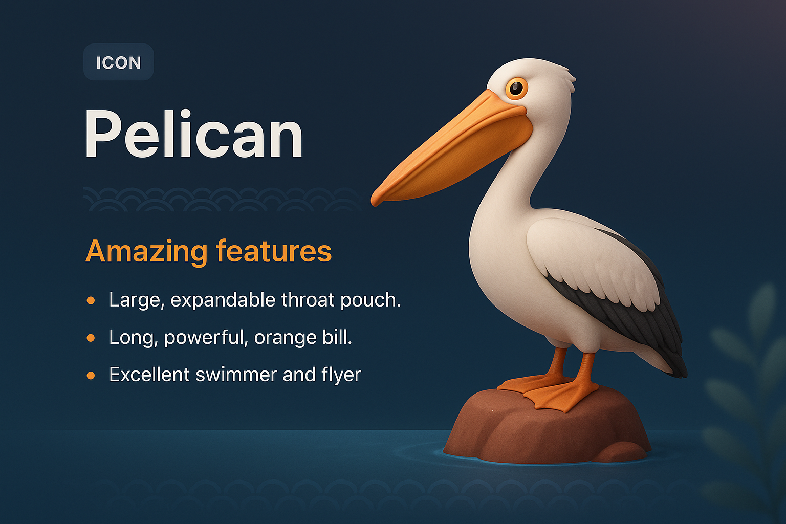 3D Illustration of a Pelican with Amazing Features