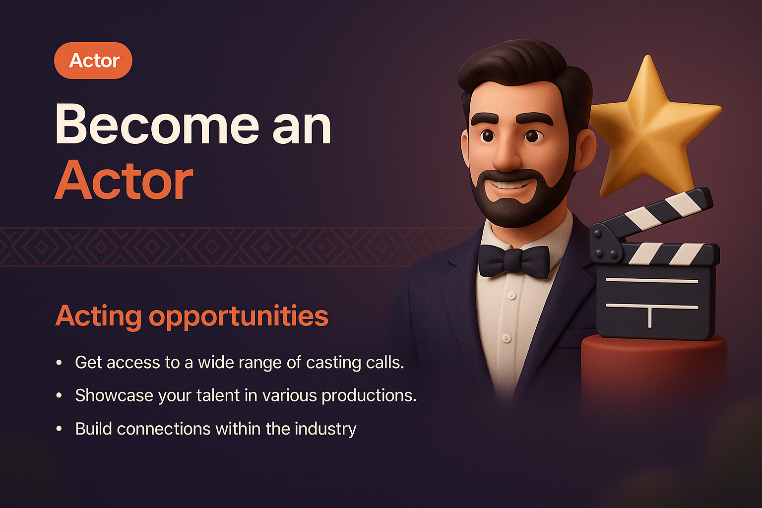 3D Illustration of an Actor with Creative Elements