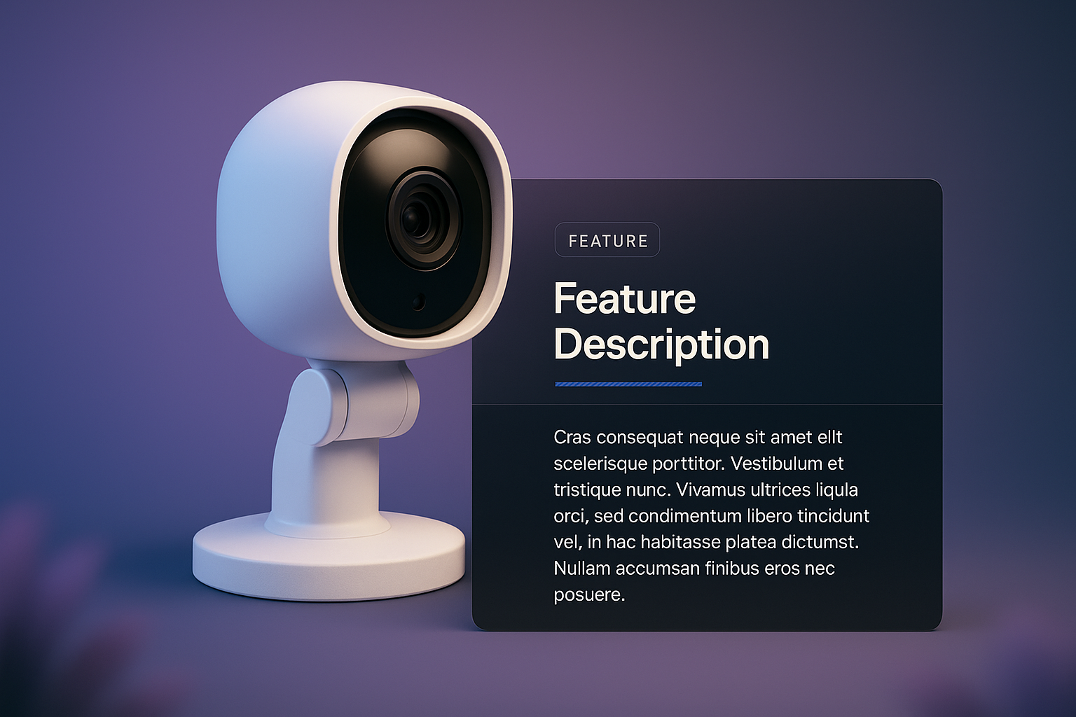 3D Web Design Concept with Feature Description Block