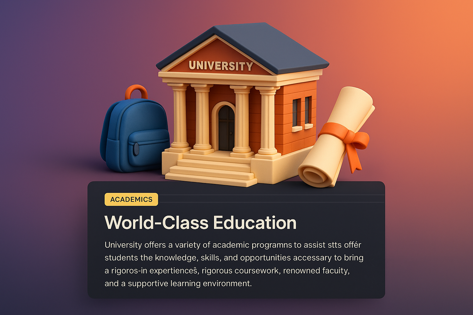 3D University Design with Educational Features