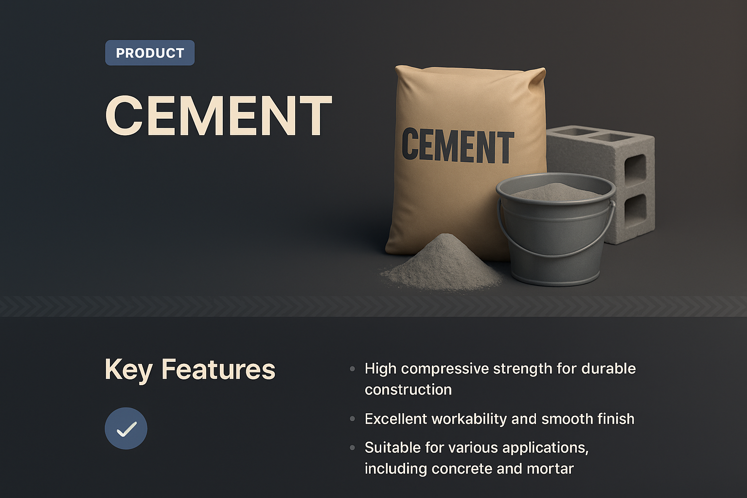 Landing Page Design for Cement Product Features