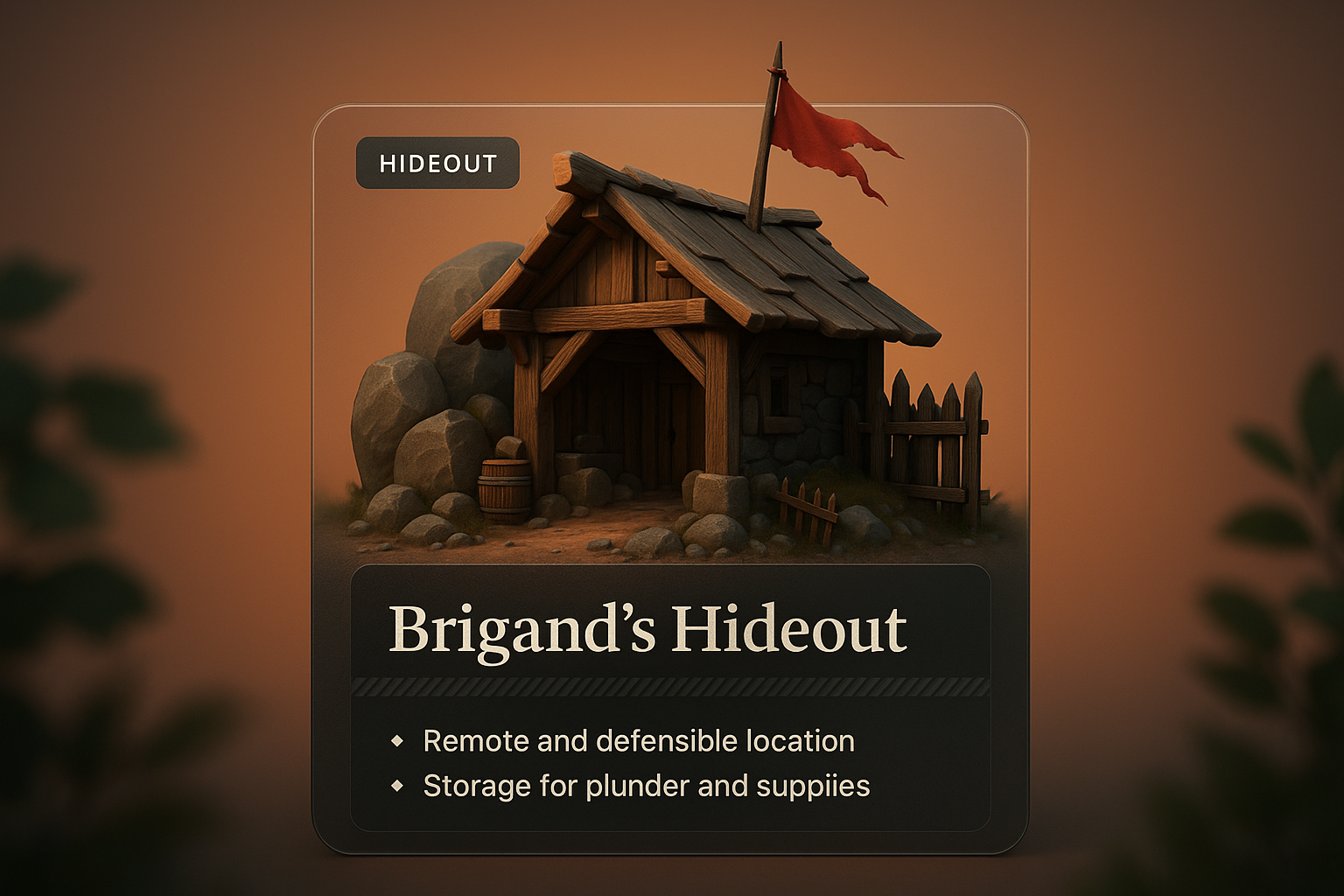 3D Illustration of a Brigand's Hideout with Layered Design Elements