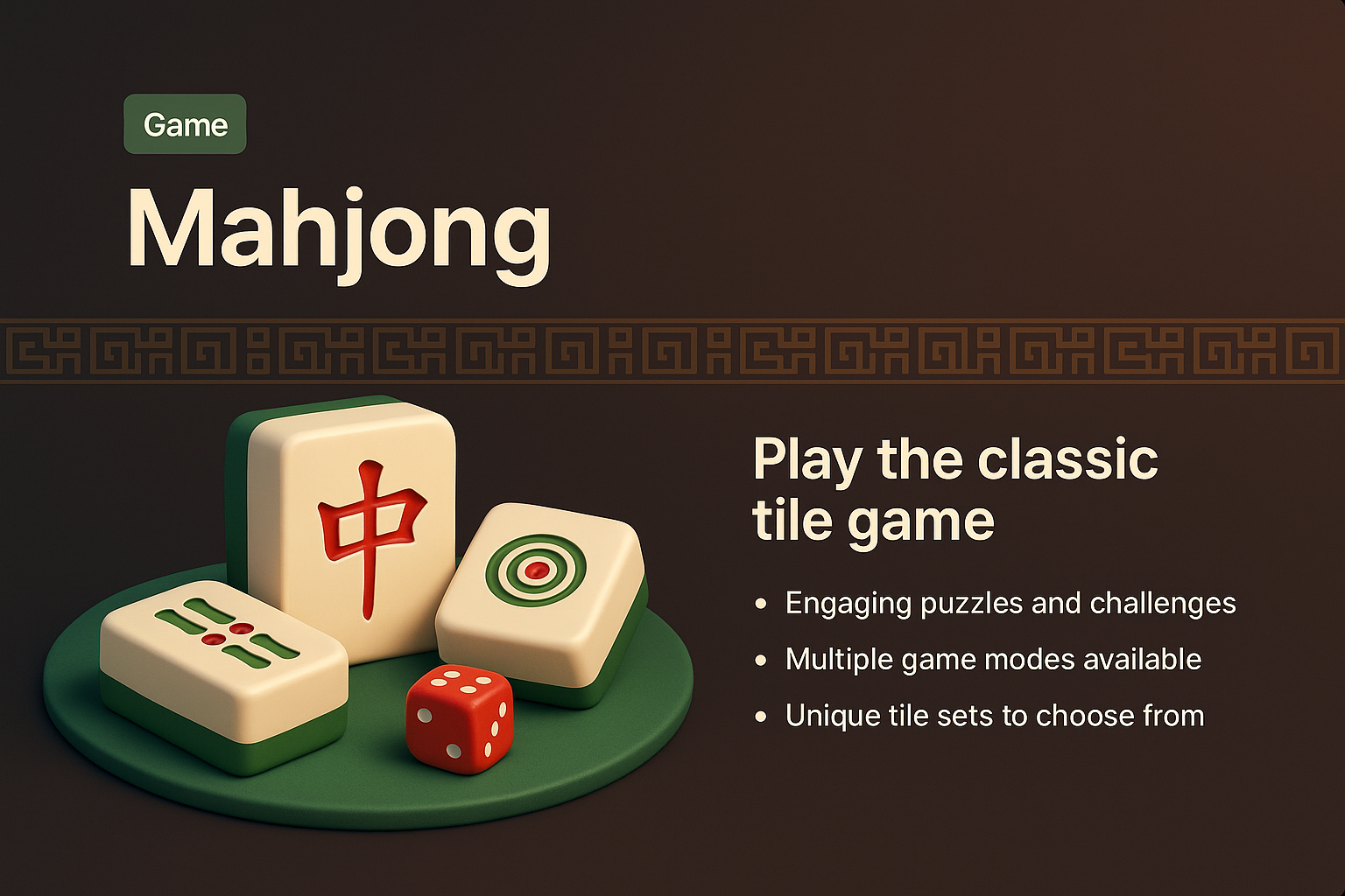 Stylish Mahjong Landing Page Design with 3D Elements