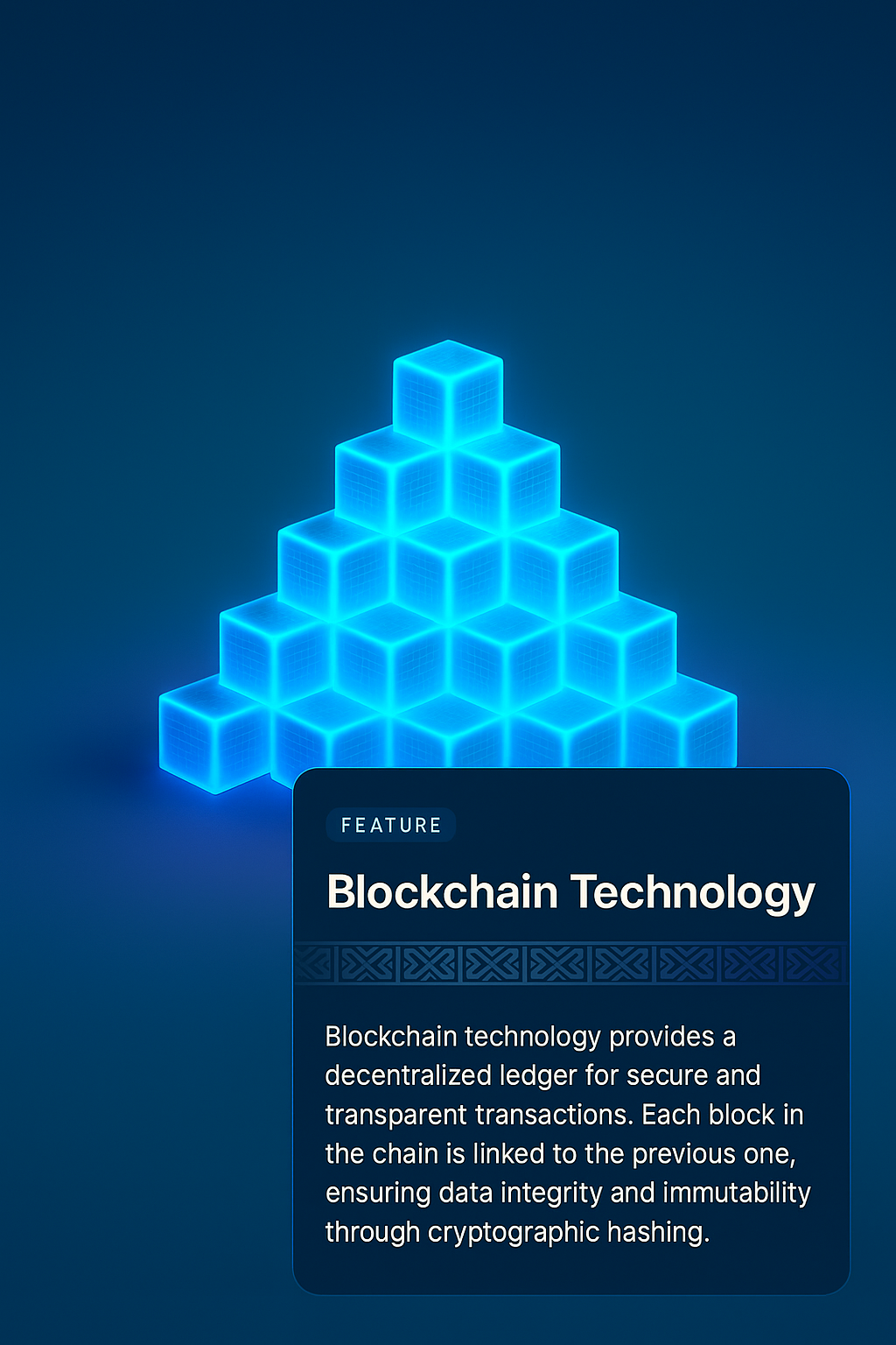 Glowing Pyramid Structure Representing Blockchain Technology