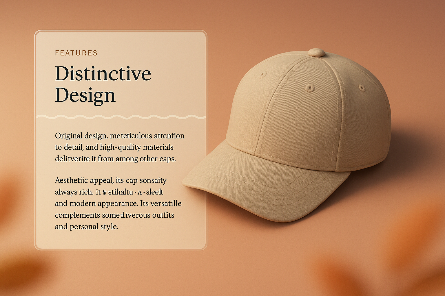 Stylish Cap Flat Lay with Unique Features Description