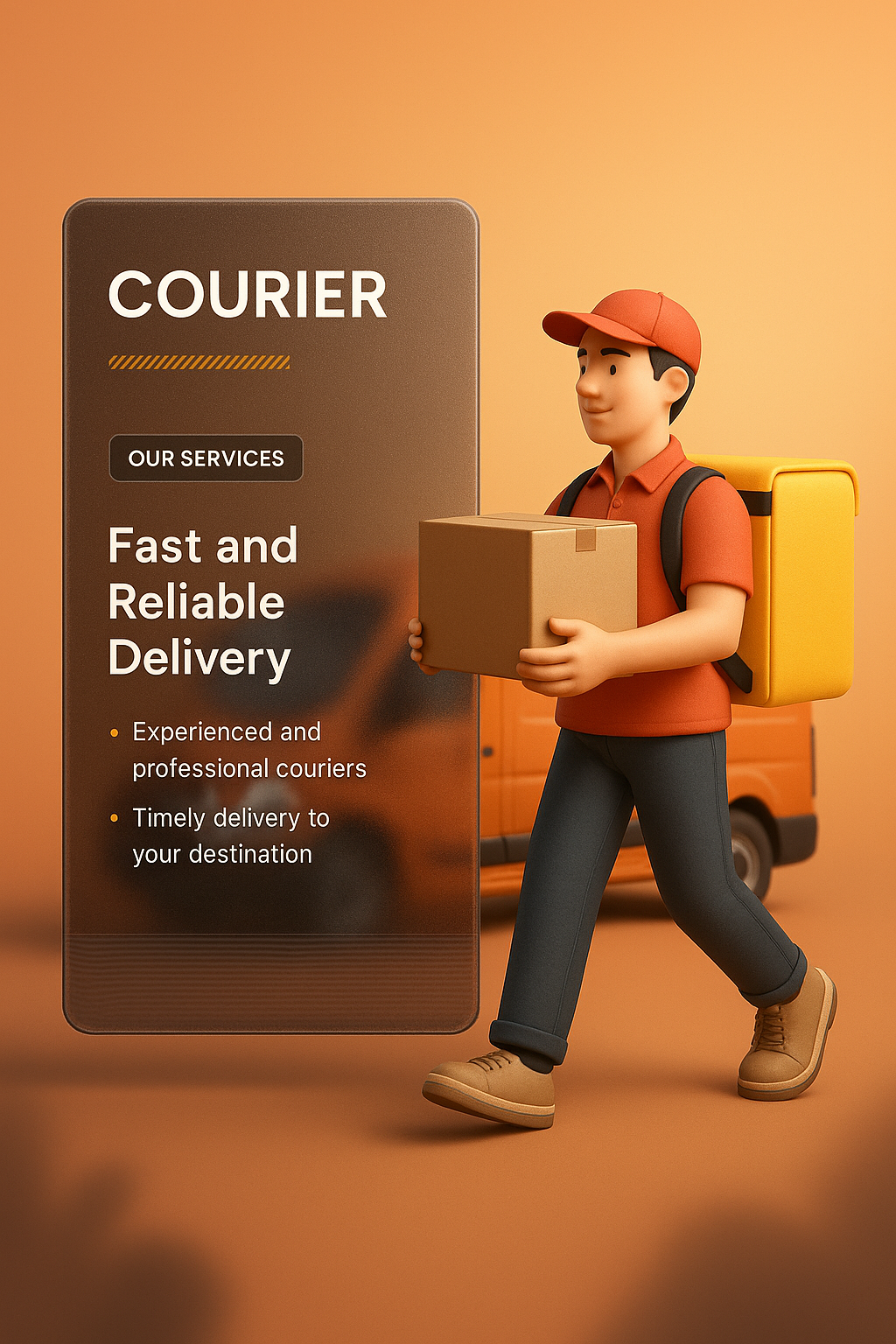 3D Courier Design with Integrated Panels and Gradients