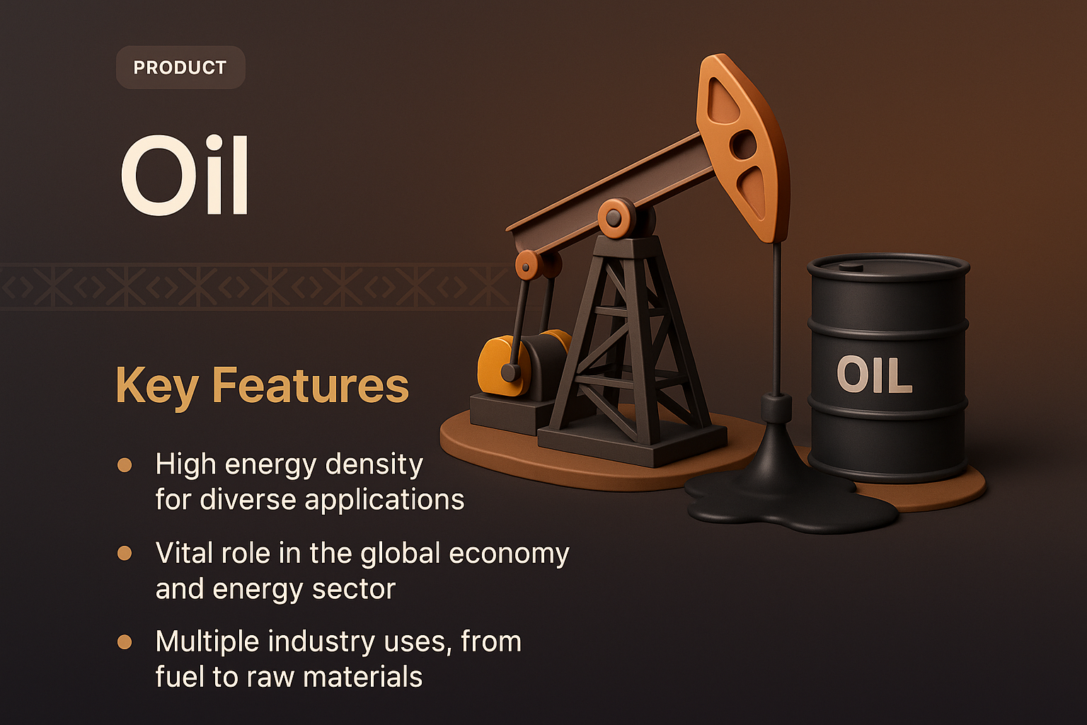 Landing Page Design for Oil Product Features