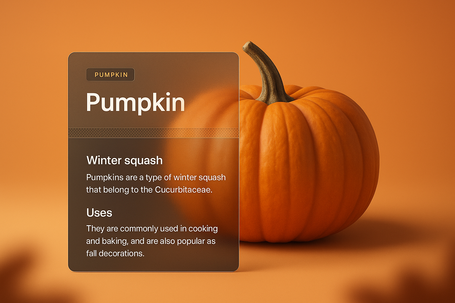 3D Pumpkin Illustration with Informative Overlay