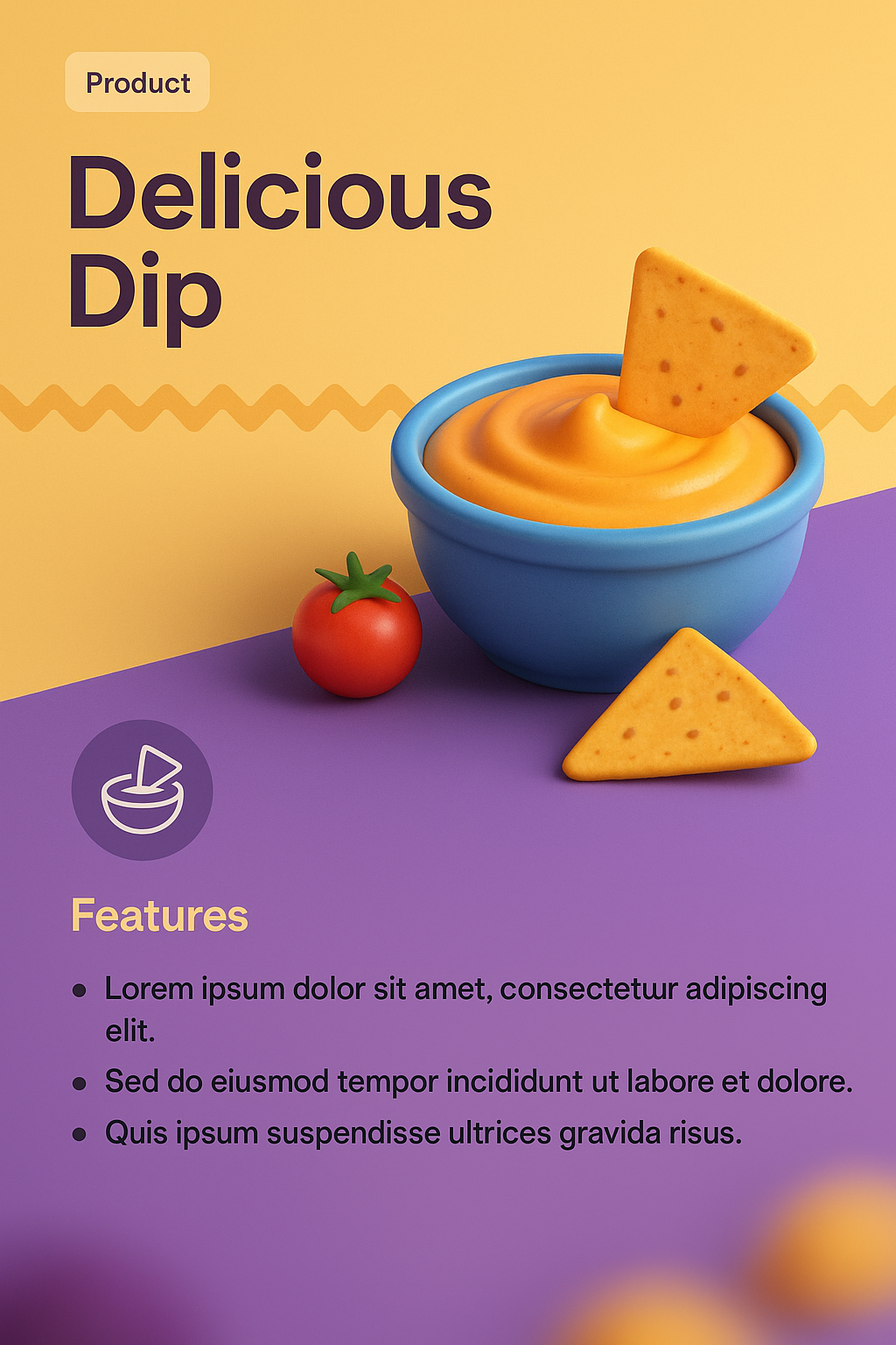 3D Illustration of Delicious Dip with Features Display
