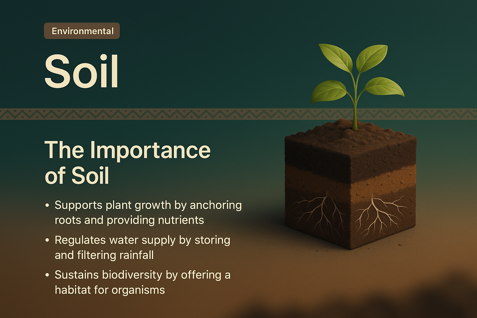 3D Illustration of Soil: Importance and Features