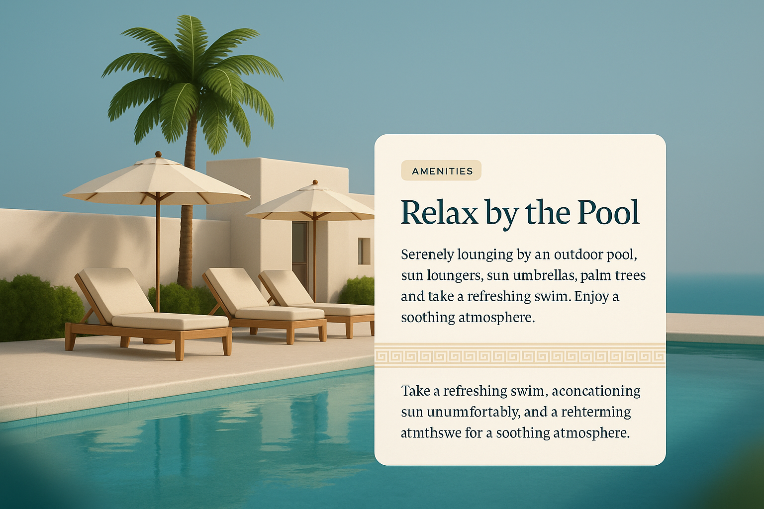 Relaxing Hotel Pool Area with Amenities Feature