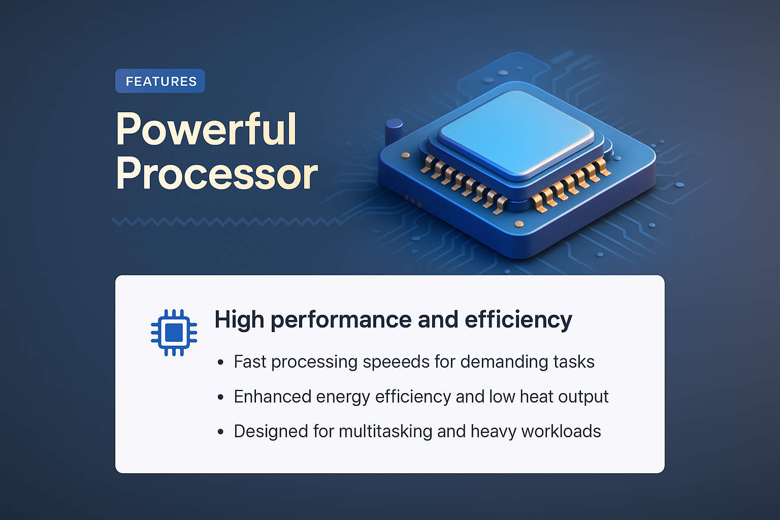 3D Icon and Processor Features for Landing Page