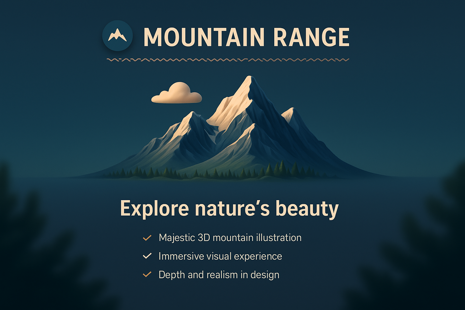 Stunning 3D Mountain Range Illustration for Visual Impact
