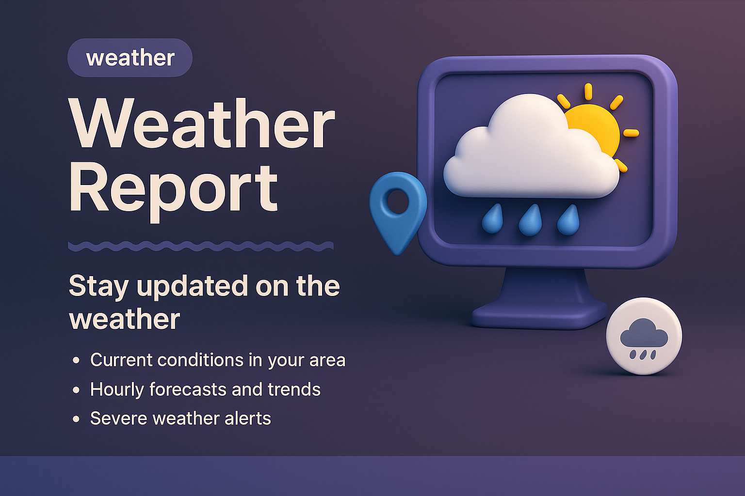 3D Weather Report Illustration with Features Overview