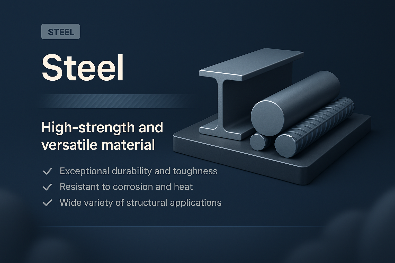3D Illustration of Steel Features for Landing Page