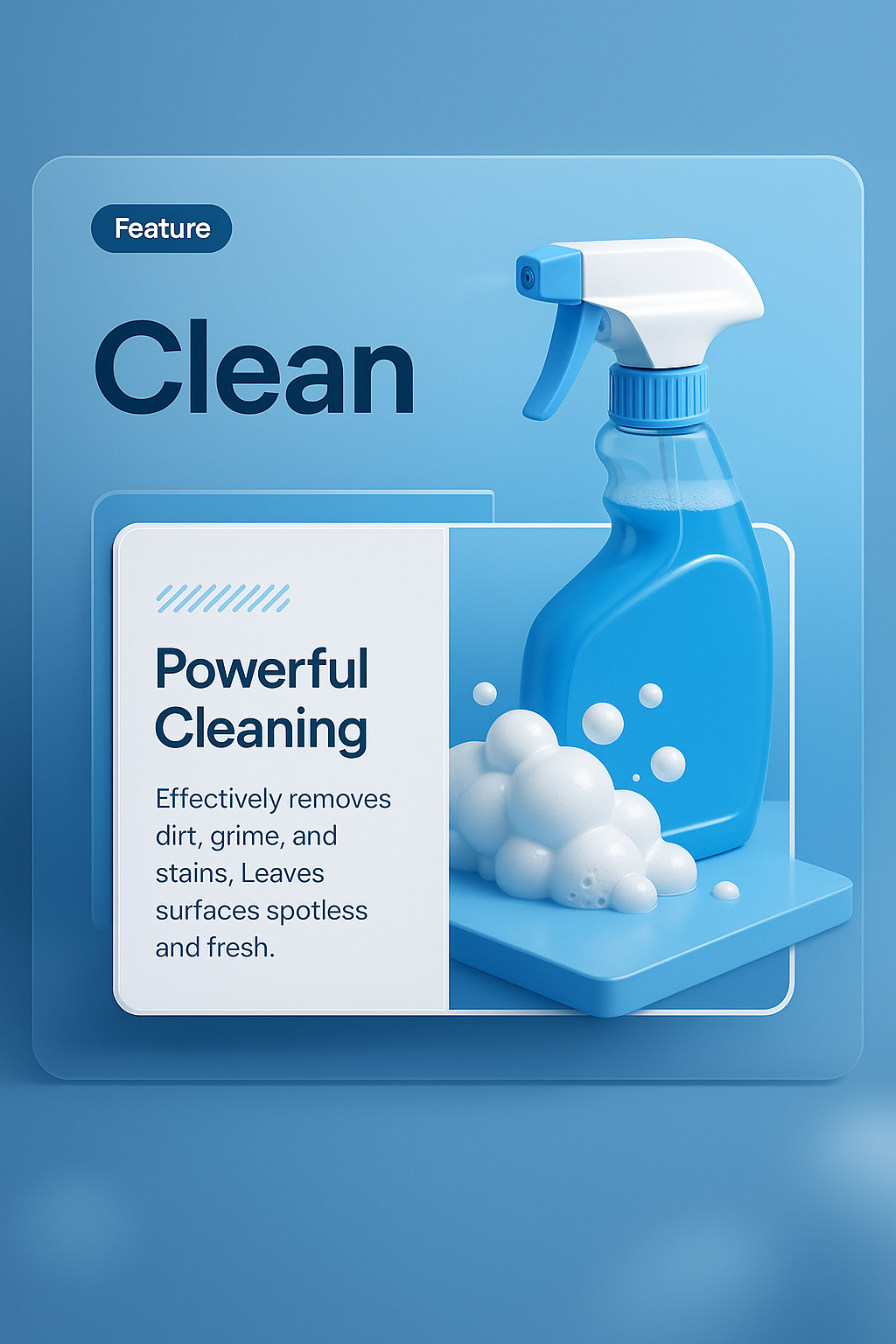 3D Web Page Design Featuring Cleaning Spray